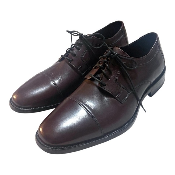 Johnston & Murphy Novick Cap Toe Oxford Burgundy Dress Shoes Size 10.5W